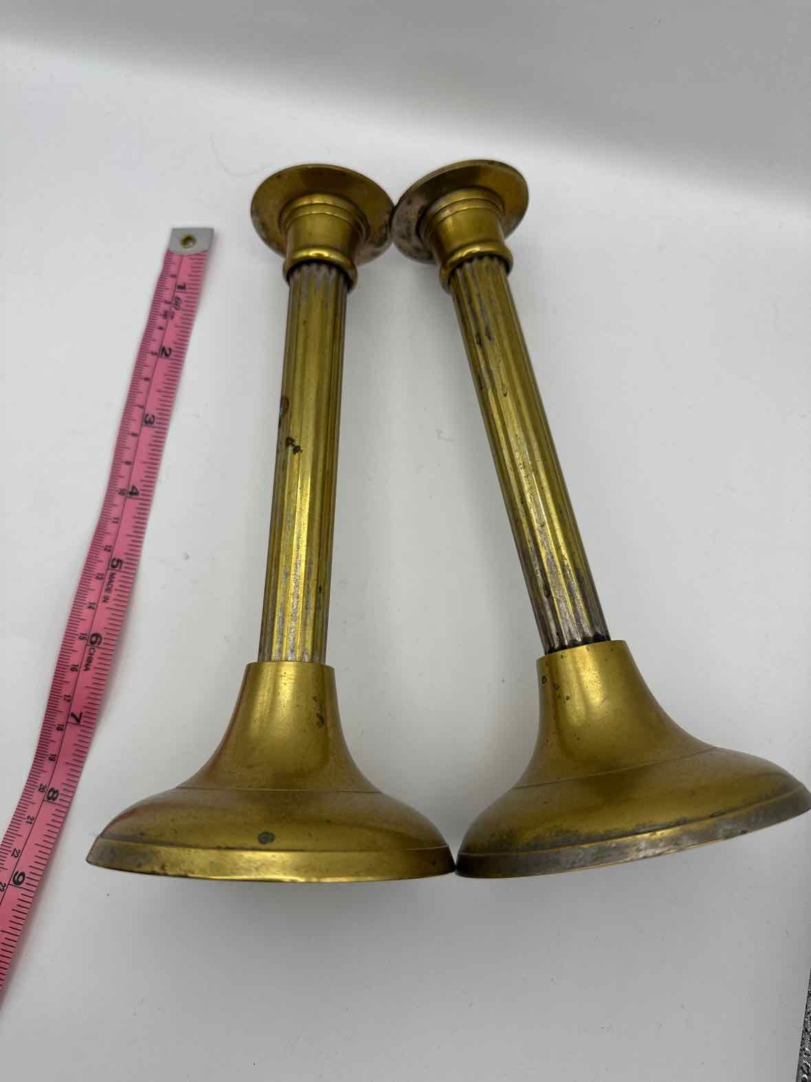 MCM Brass Candlestick Pair