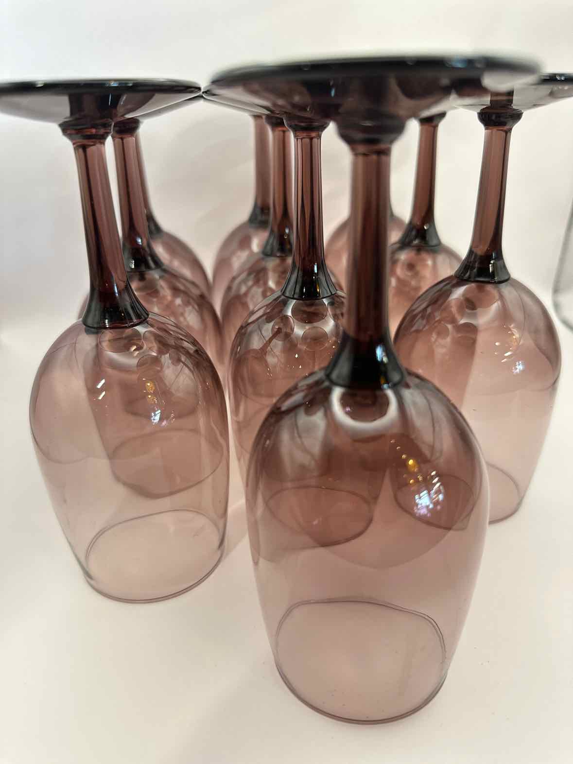 Set of 10 Vintage Purple Wine Glasses