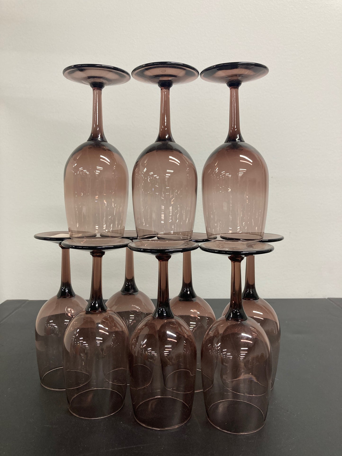Set of 10 Vintage Purple Wine Glasses