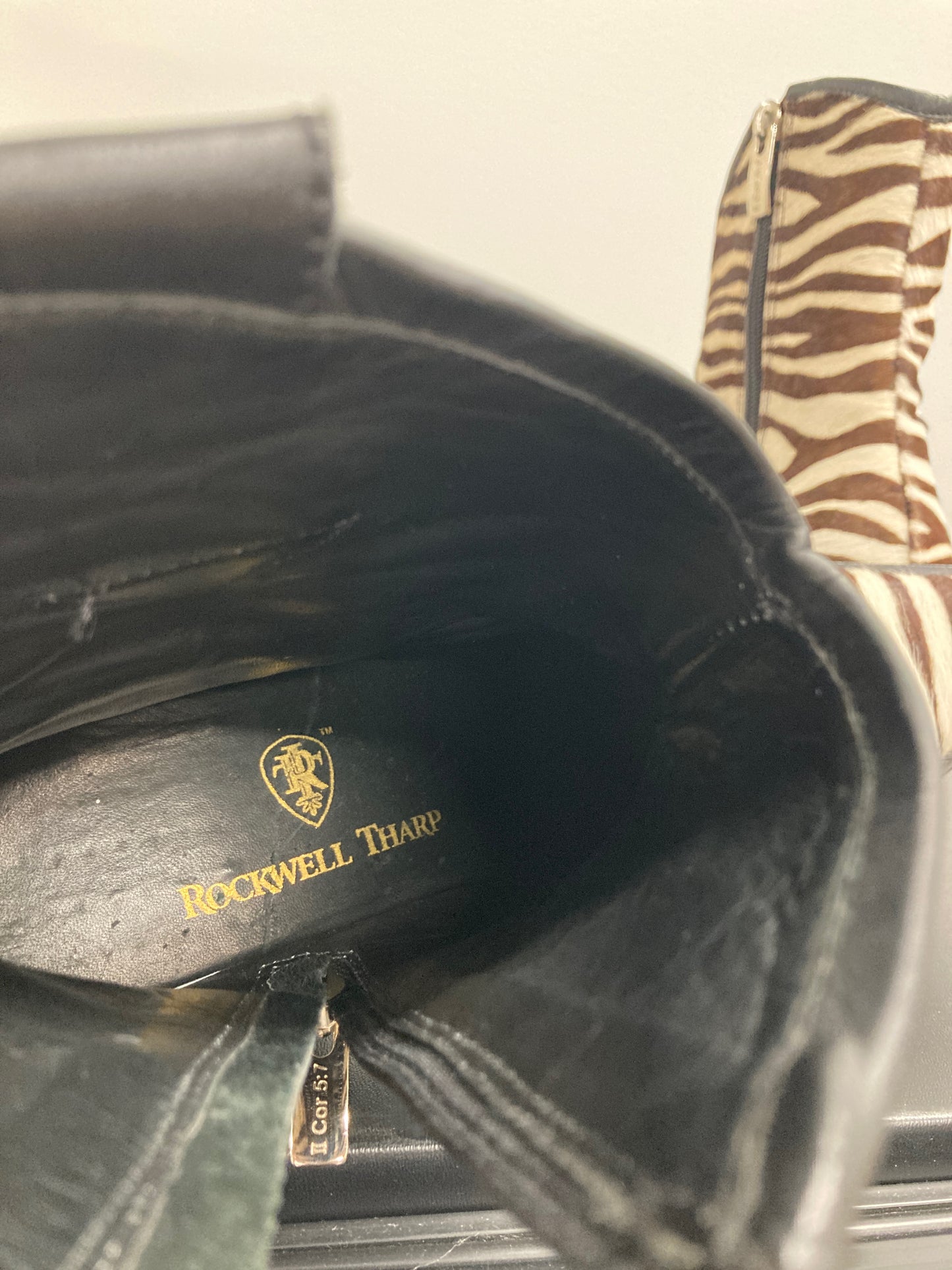 Rockwell Tharp Zebra calf hair cowboy booties