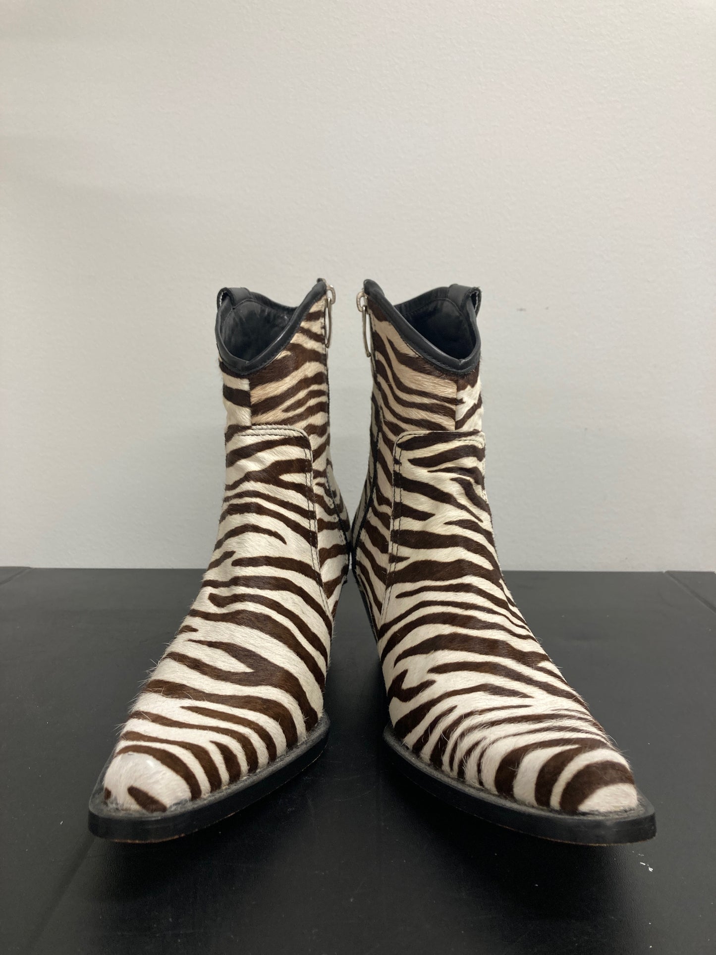 Rockwell Tharp Zebra calf hair cowboy booties