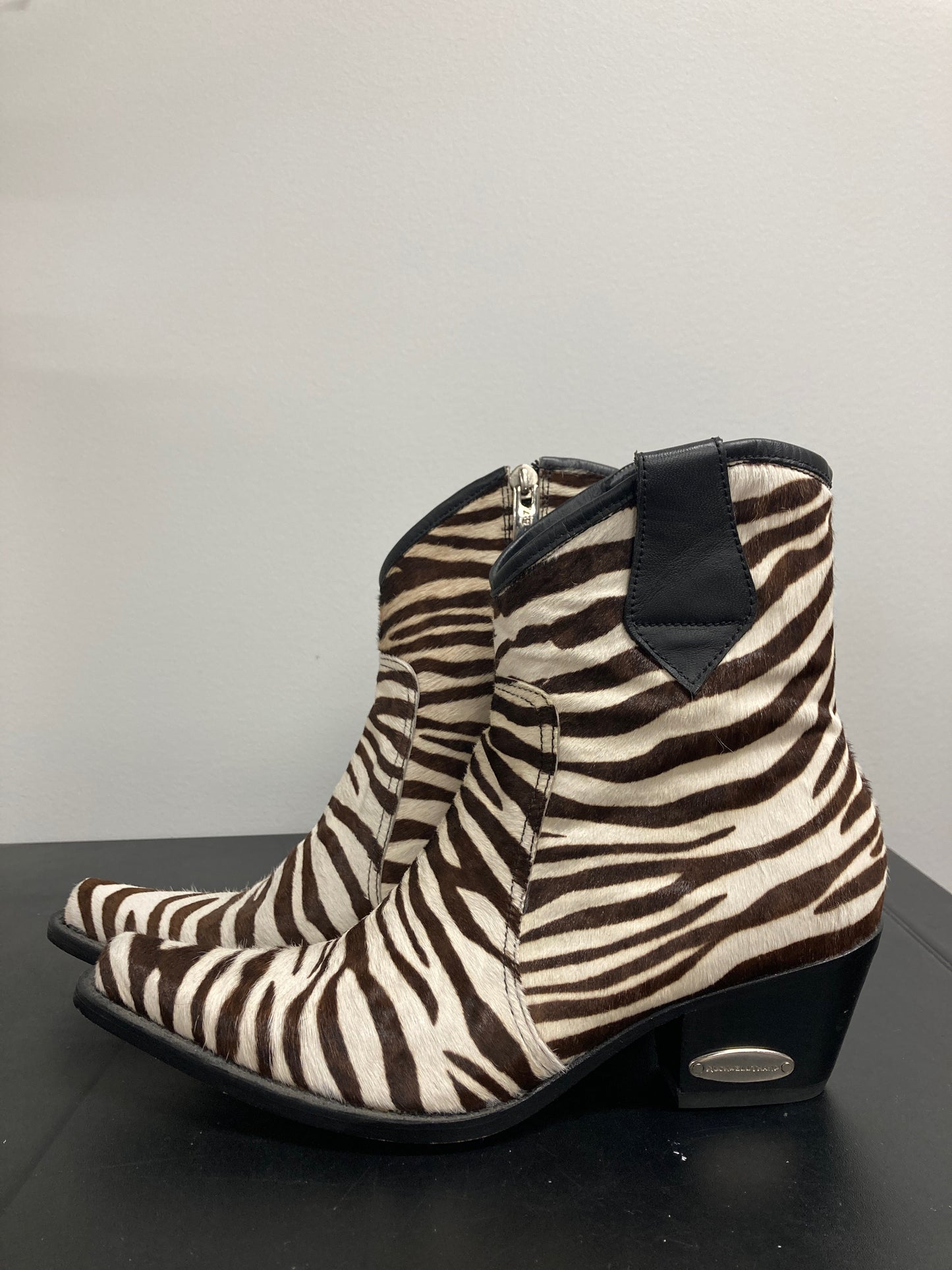 Rockwell Tharp Zebra calf hair cowboy booties