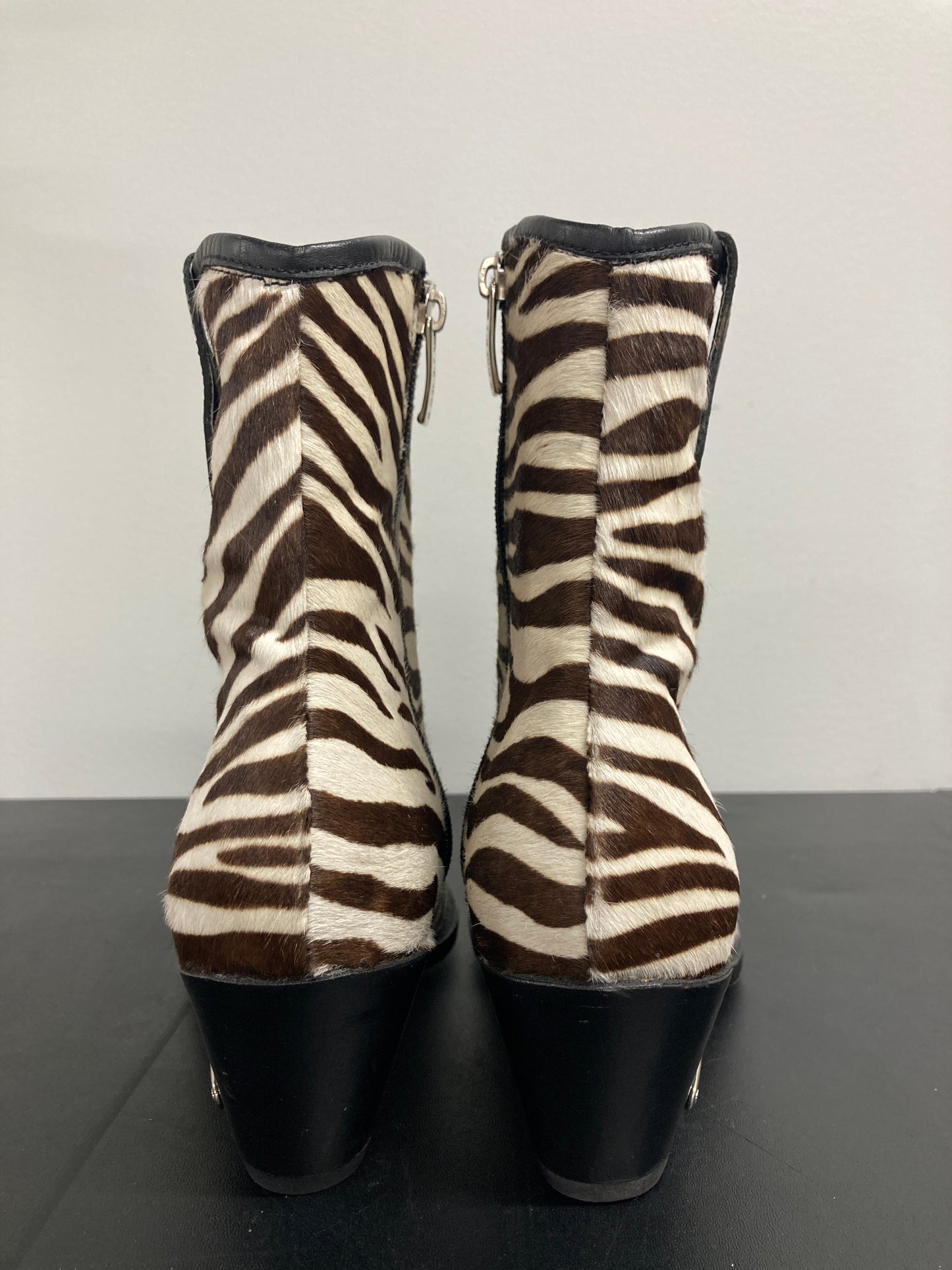 Rockwell Tharp Zebra calf hair cowboy booties