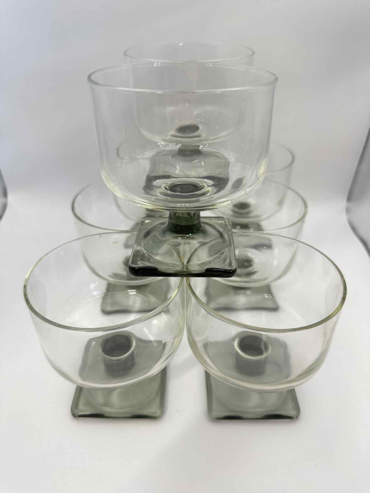 MCM Georg Jensen for Rosenthal Crystal Berlin/ Linear smoke pattern sherbert / champagne Grey stemmed glassware